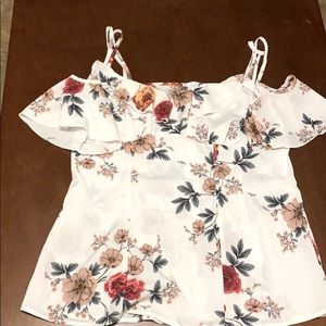 White Floral 2 strap tank